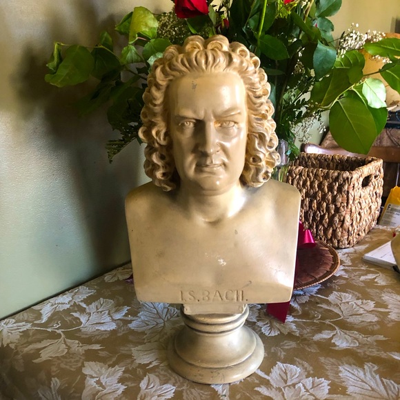 J.S. Bach outstanding antique plaster bust 18” marked Florentine art plaster Co - Picture 1 of 10